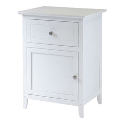 White 1-Drawer Bedroom Bedside Table Cabinet Nightstand End Table