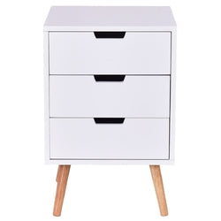 Modern Mid-Century Style 3-Drawer White Wood End Table Nightstand