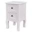 White Wooden 2-Drawer Accent End Table Nightstand