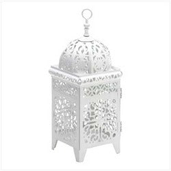 White Scrollwork Candle Lantern