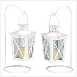 White Railroad Candle Lanterns